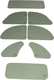 kit 10 vitres teint�es avec leurs joints, 2CV, avec marque de conformit�, emball�es dans caisse en bois. Made by Franzose, 13 joints�: joint de pare-brise, joint de lunette arri�re avec cl� chrom�e, joints de glaces de custode, joints de vitres de portes arri�res, joints sup. et inf. de vitres de portes avant et joints entre glace fixe et glace mobile | Artnr: 16308 | Der Franzose - www.franzose.de