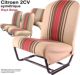 garniture de si�ge complet (avant + arri�re), 2CV4, 2CV6, Dyane (sym�trique), Beige ray� 1666, beige/ brun rayures rouges claires | Artnr: 18322 | Der Franzose - www.franzose.de