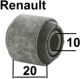 fixation de barre de direction sur cr�maill�re, Renault 4L 1er mod�le, R5, R6, R16, diam�tre int. 10mm, longueur 28mm / 20mm | Artnr: 83102 | Der Franzose - www.franzose.de