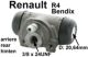 cylindre de roue, Renault 4L, R1123 de 10.1962 � 12.1988, 1128 de 1978 � 1990, 2391, 2106, 2370, arri�re, �quip� Bendix, piston 20,64mm, raccord 10x1, raccord flasque 31 mm, longueur hors tout  56 mm | Artnr: 84081 | Der Franzose - www.franzose.de