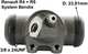cylindre de roue, Renault 4L, R1123/26/29 de 07.1966 � 1986, fougonette de 07.1966 � 1986, R1128 de 10.1977 � 06.1982 R5, R6, avant droite, �quip� Bendix, diam�tre piston 23,81 mm, raccord flasque 32 mm, raccord tube 9 mm, longueur hors tout 71 mm | Artnr: 84126 | Der Franzose - www.franzose.de
