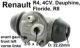 cylindre de roue, Renault 4L apr�s 1967, R6, R8, 4CV, Dauphine, Floride, avant gauche, diam�tre piston 22 mm, raccord flasque 32 mm, raccord tube 9 mm, longueur hors tout 60 mm | Artnr: 84148 | Der Franzose - www.franzose.de