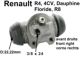 cylindre de roue, Renault 4L apr�s 1967, R6 , R8, 4CV, Dauphine, Floride, avant droite, diam�tre piston 22 mm, raccord flasque 32 mm, raccord tube 9 mm, longueur hors tout 60 mm | Artnr: 84149 | Der Franzose - www.franzose.de